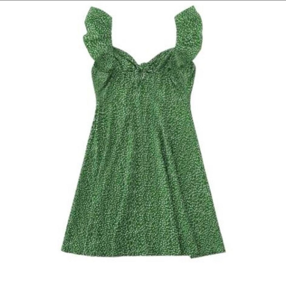 Knot Detail Ruffle Strap All-over Print Dress